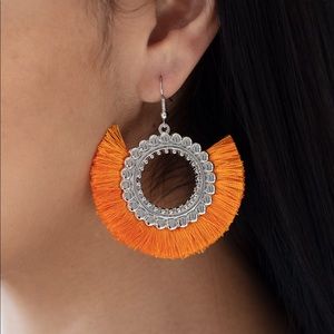 Orange Fan Earrings
